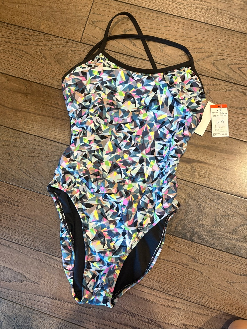 TYR Multicolor Geometric One-Piece Swimsuit with Black Trim